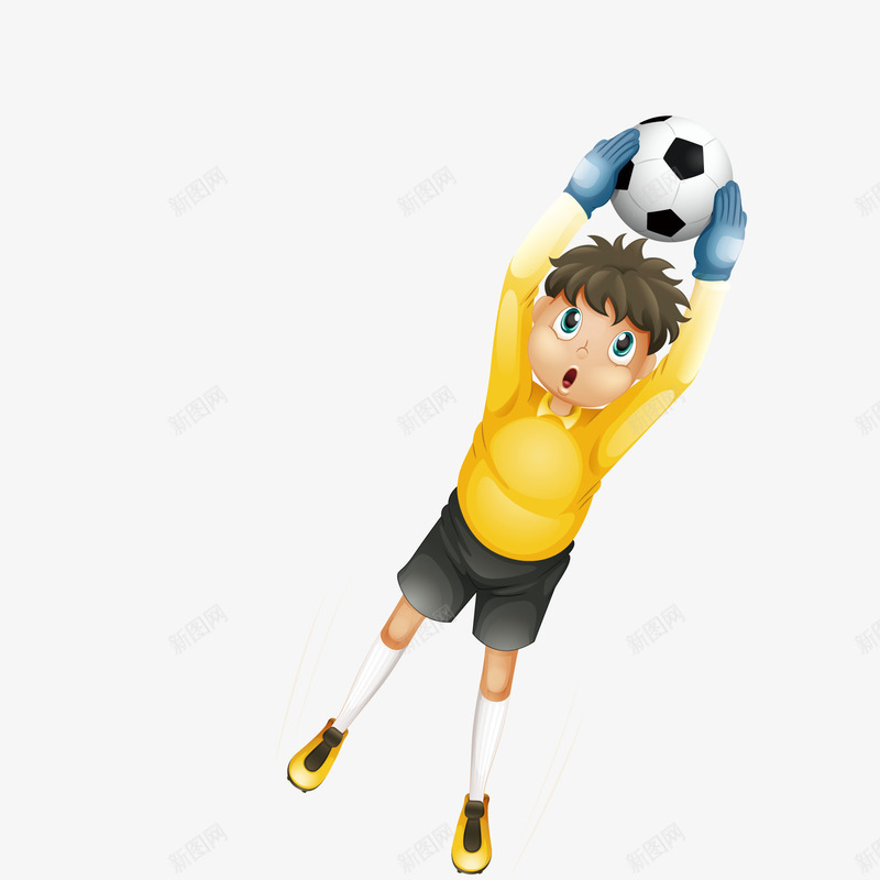 卡通足球守门员人物矢量图ai免抠素材_新图网 https://ixintu.com 儿童生活节 卡通 守门员 校园运动会 球门守门员 矢量图 足球
