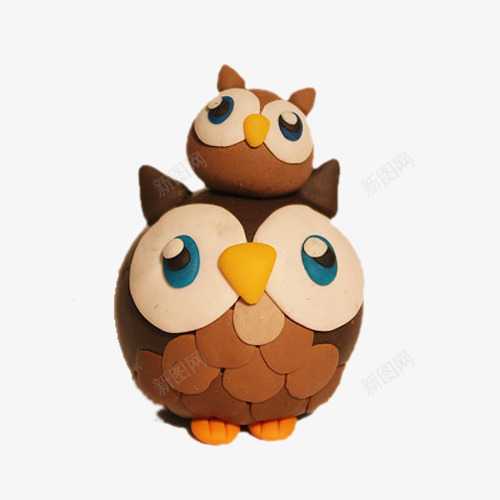 两只猫头鹰png免抠素材_新图网 https://ixintu.com 动物 卡通 可爱 猫头鹰 软陶 软陶动物 鸟
