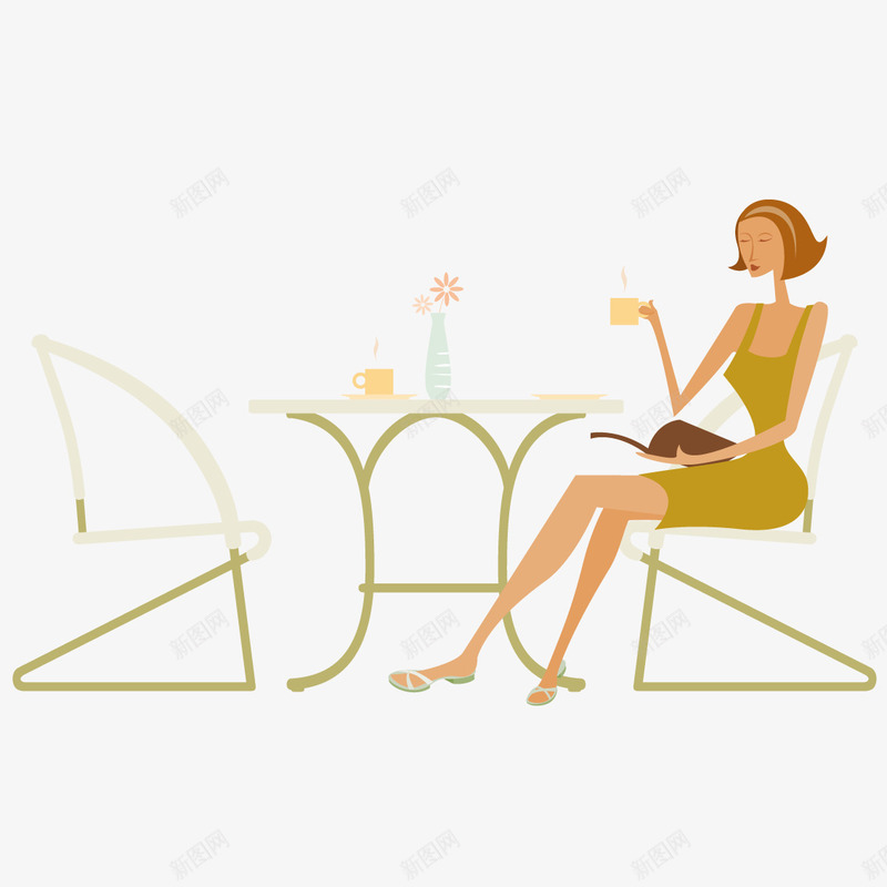 喝下午茶的美女矢量图ai免抠素材_新图网 https://ixintu.com 下午茶 小资生活 美女 矢量图