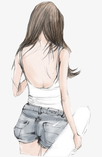 背面png免抠素材_新图网 https://ixintu.com 人物 卡通 女孩 手绘 欧美 背面