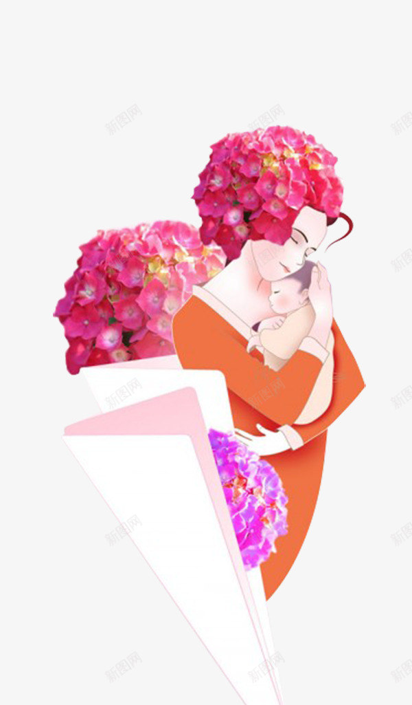 美容化妆品广告元素png免抠素材_新图网 https://ixintu.com 创意 护肤 抱着婴儿的女人 美女 美容化妆品广告元素 鲜花