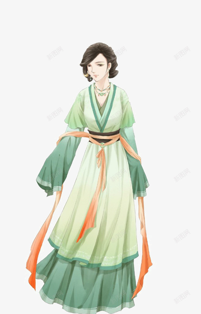 古代宫廷后宫宫女png免抠素材_新图网 https://ixintu.com 古代 古风 后宫 宫女 手绘 绿色 美女