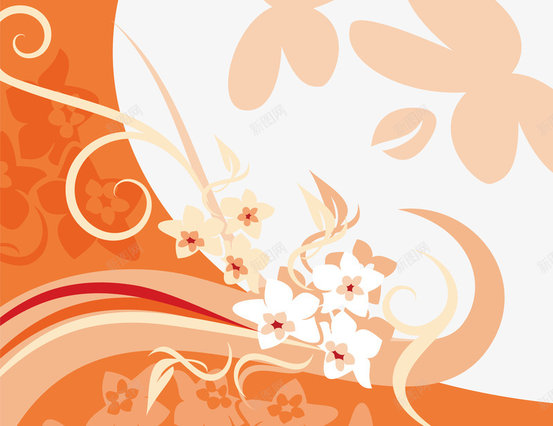 橘色花纹png免抠素材_新图网 https://ixintu.com 卡片背景 抽象艺术 美容行业背景 花朵 装饰图案