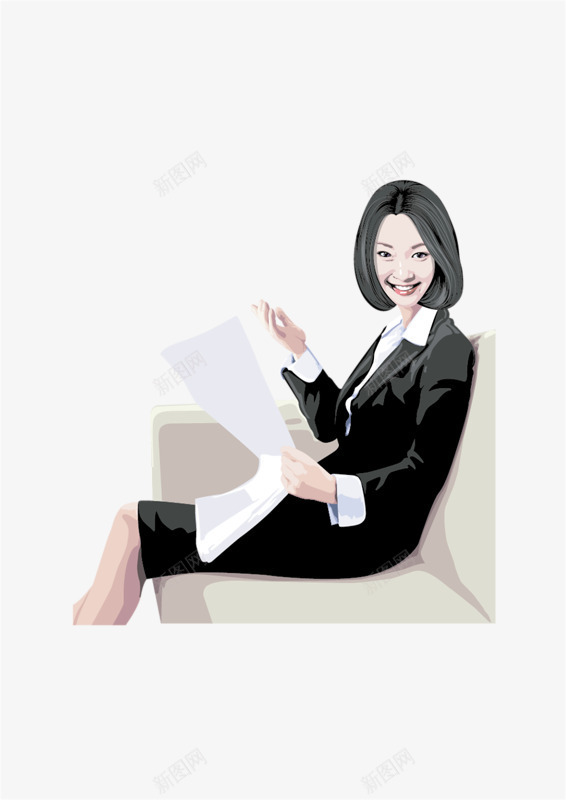 办公白领png免抠素材_新图网 https://ixintu.com 上班族 坐着的女人 手绘 白领 美女