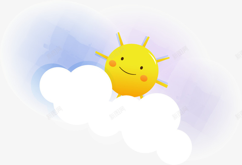 手绘卡通小太阳白云png免抠素材_新图网 https://ixintu.com 卡通 太阳 白云