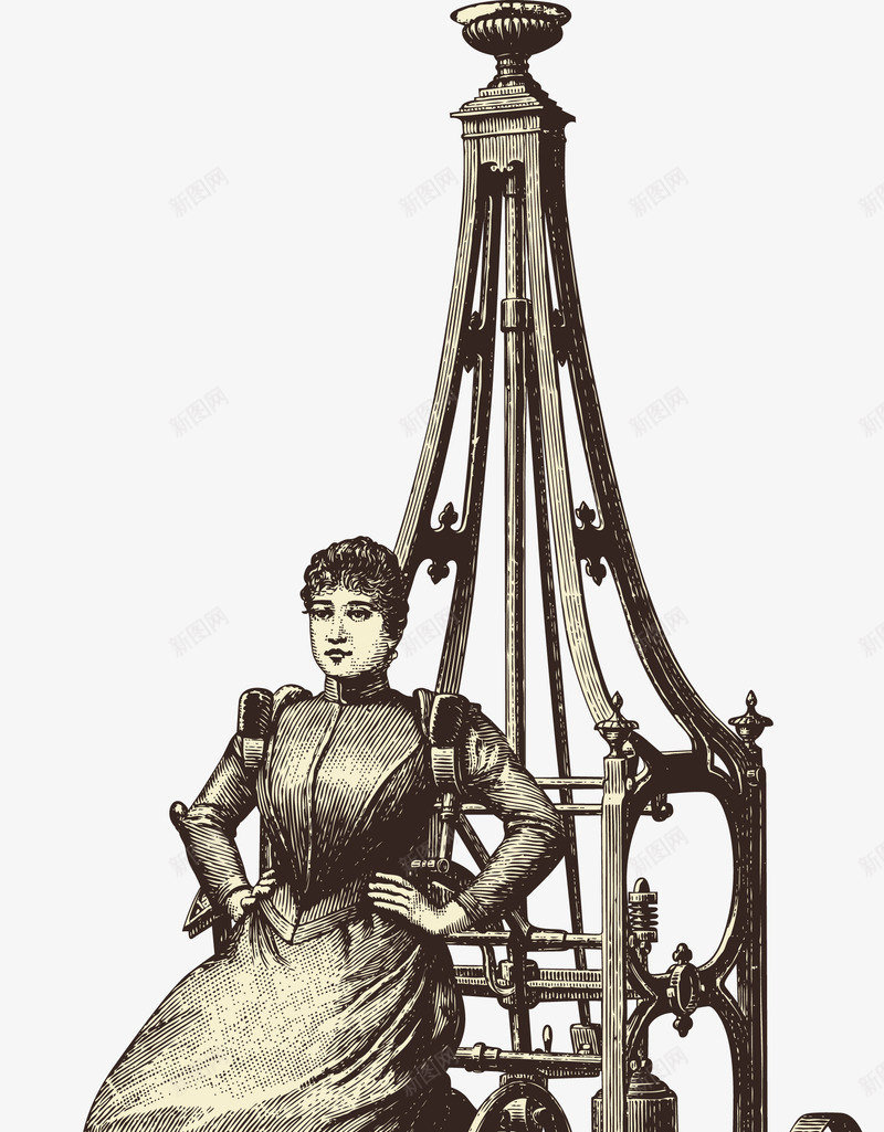 手绘欧美中世纪女性和机器png免抠素材_新图网 https://ixintu.com 女 手绘 机器 欧美中世纪 黑色