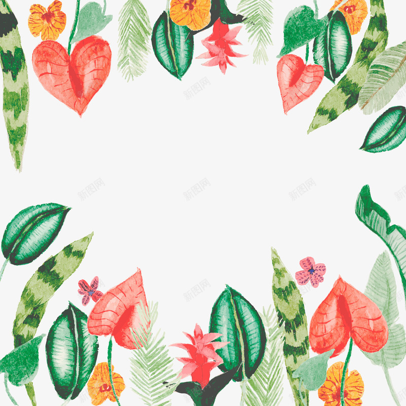 叶子背景矢量图ai免抠素材_新图网 https://ixintu.com PNG免抠图下载 夏天 手绘 植物 热带 花卉 矢量图