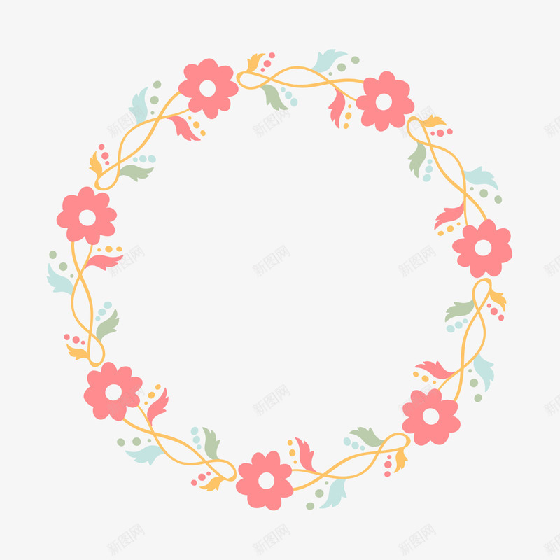手绘花环装饰物png免抠素材_新图网 https://ixintu.com 手绘 手绘花环装饰物 红色 花朵 花环 装饰物