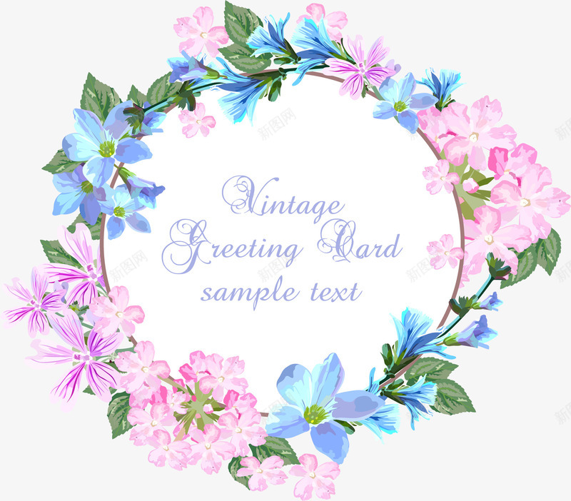蓝粉色野花装饰卷首语png免抠素材_新图网 https://ixintu.com 卷首语 花朵边框 花环 蓝粉色