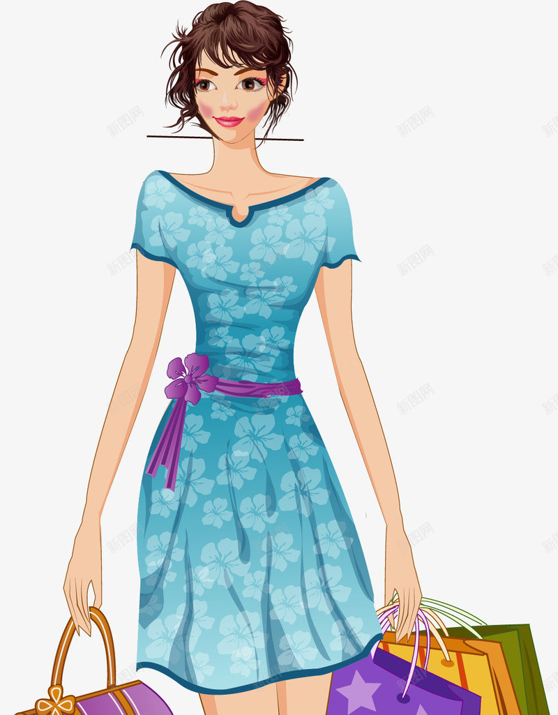 手绘长裙美女png免抠素材_新图网 https://ixintu.com 手绘 时尚 长裙美女
