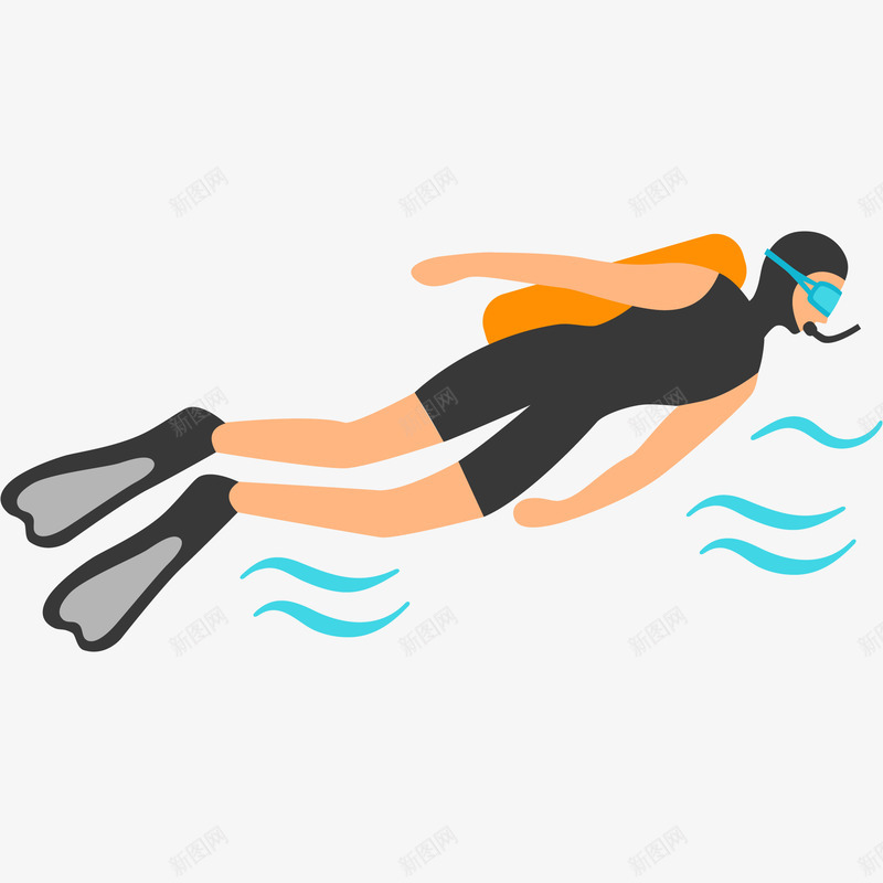 海底潜水插画矢量图ai免抠素材_新图网 https://ixintu.com 休闲娱乐 免抠PNG 成年人 水上运动 海底潜水矢量插画 海里游泳 潜水 矢量图 竞技