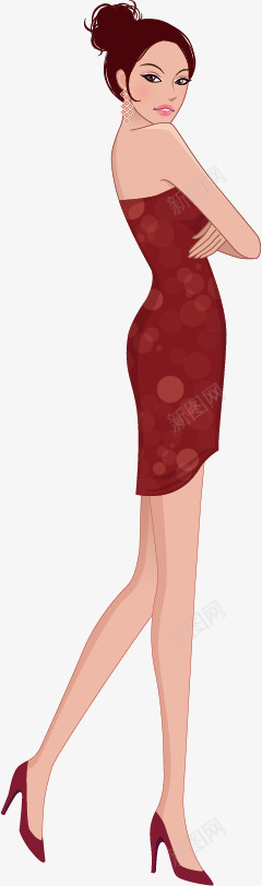 卡通美女矢量图ai免抠素材_新图网 https://ixintu.com 冷艳 动漫 卡通人物 卡通美女 彩色 性感 时尚 短裙 高贵 高跟鞋 矢量图