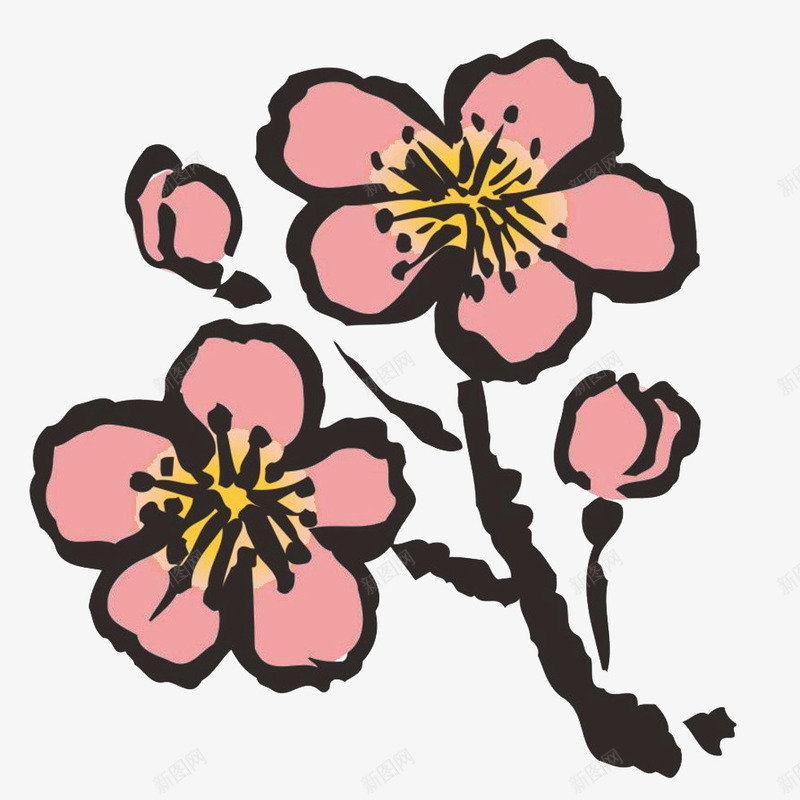 梅花png免抠素材_新图网 https://ixintu.com 手绘 时尚 枝头梅花盛开简笔画 梅花 植物 简单手绘画 简笔画 简约画 线描 线条 艺术插画 花 花卉 花朵 草木 装饰画