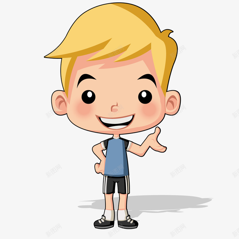 卡通穿运动服的男孩人物矢量图ai免抠素材_新图网 https://ixintu.com 卡通 可爱 校园运动会 男孩 运动服 黄色头发 矢量图
