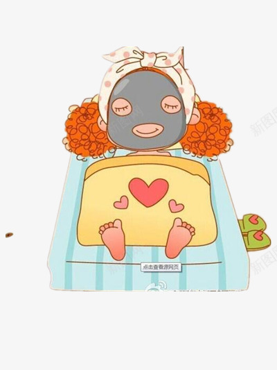 美女敷面膜png免抠素材_新图网 https://ixintu.com 卡通 敷面膜 美女