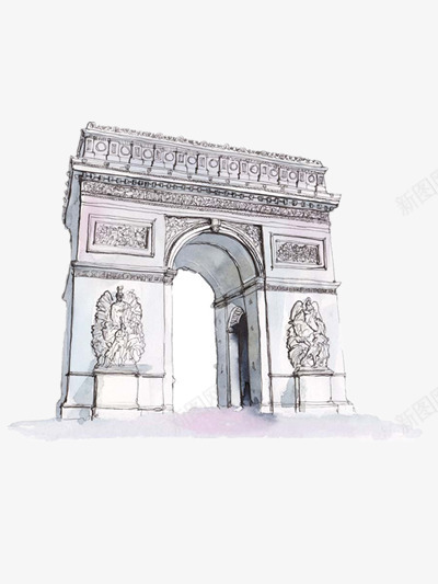 凯旋门png免抠素材_新图网 https://ixintu.com 名胜古迹 城市建筑 房子 手绘插画 楼房