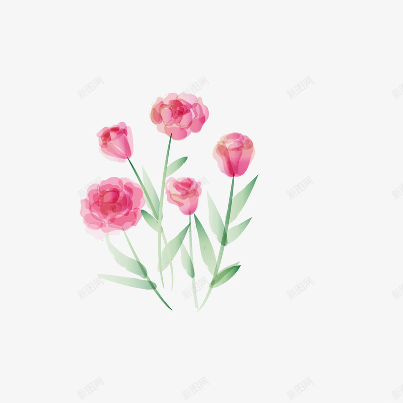 手绘水彩花卉植物png免抠素材_新图网 https://ixintu.com 印花图案 植物花卉 清新小花 粉红花朵 花卉 装饰图案 贴纸图案