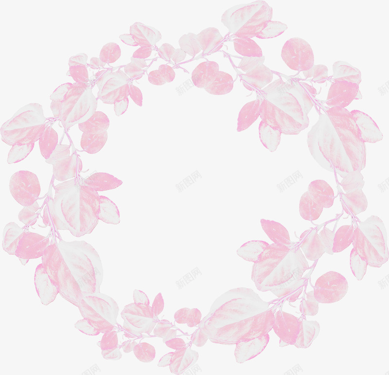 粉色花草花纹png免抠素材_新图网 https://ixintu.com 叶子 粉色 花圈 花环素材