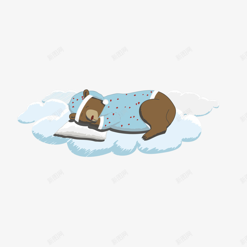 手绘睡觉小熊png免抠素材_新图网 https://ixintu.com 321 png免抠图 云朵 休息 创意 卡通 国际睡眠日 安稳 小熊 手绘 时尚 晚上 睡觉 趴在云上