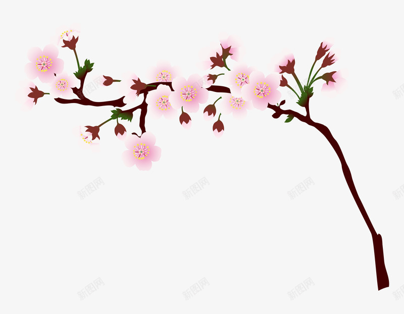 桃花和桃花枝干简图png免抠素材_新图网 https://ixintu.com 卡通 手绘图 树枝 桃树 桃花 简图 花朵 花瓣