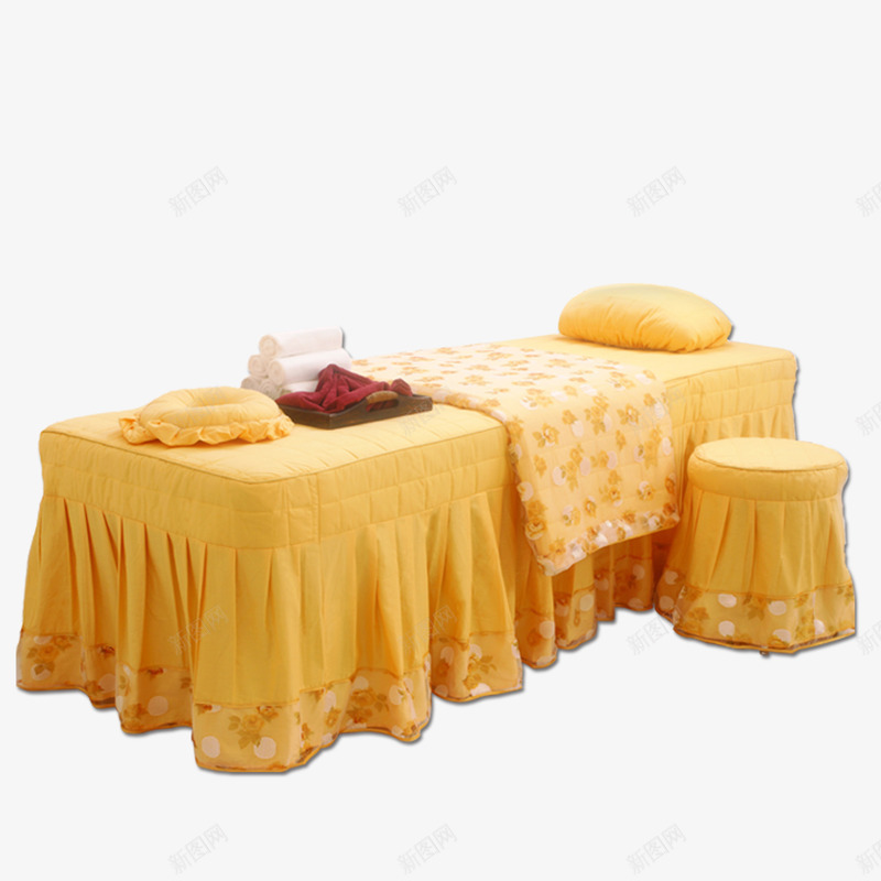 美容床png免抠素材_新图网 https://ixintu.com 时尚欧式美容床 棉质美容床 美容床 美观美容床 黄色美容床
