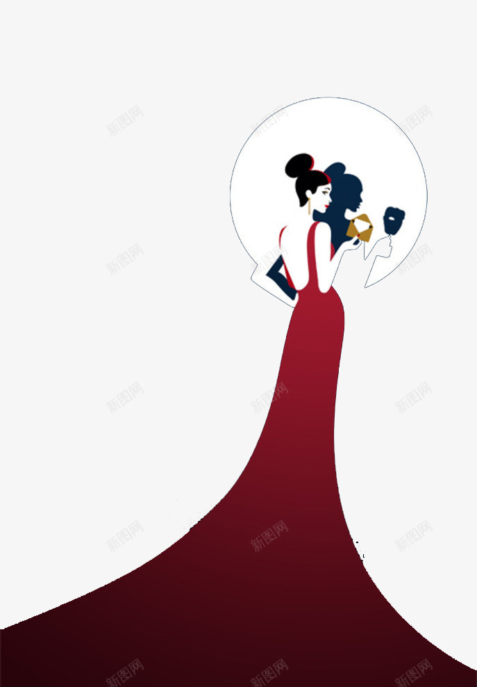 美女镜子psd免抠素材_新图网 https://ixintu.com 剪影 简约 美女 镜子