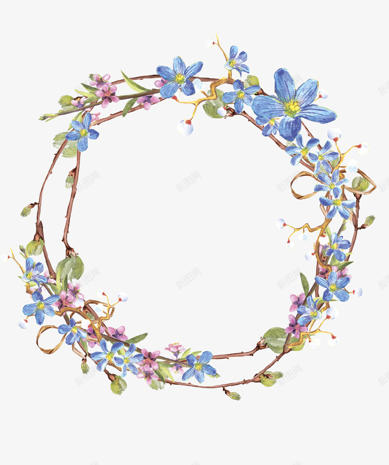 手绘花环png免抠素材_新图网 https://ixintu.com 卡通花环 小草花环 底纹边框 手绘花环 花环 装饰图案