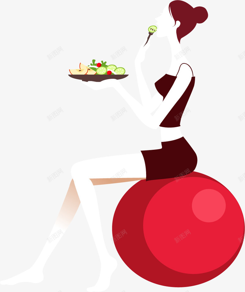 手绘吃减肥餐的美女矢量图ai免抠素材_新图网 https://ixintu.com 吃减肥餐 手绘 美女 运动 矢量图