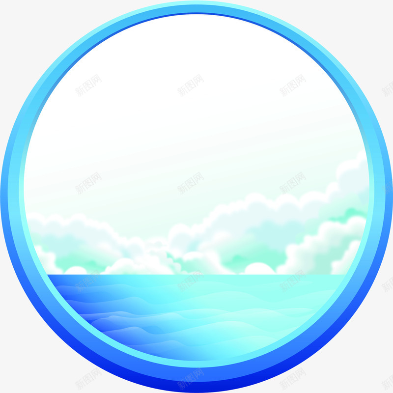 蓝色卡通分层大海白云png免抠素材_新图网 https://ixintu.com 分层 卡通 大海 白云 蓝色