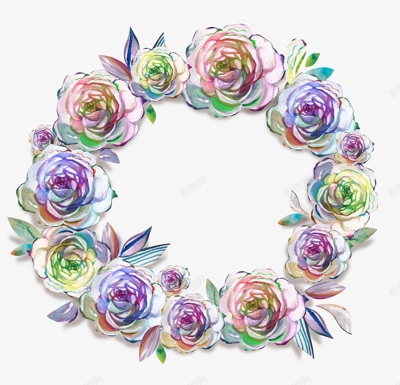 手绘花朵花卉花环png免抠素材_新图网 https://ixintu.com 手绘 文艺 清新 花卉 花朵 花框 花环 装饰