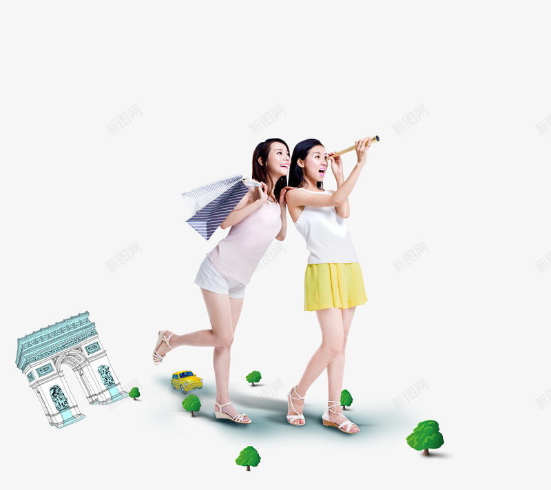 美女旅行人物png免抠素材_新图网 https://ixintu.com 凯旋门 美女旅行