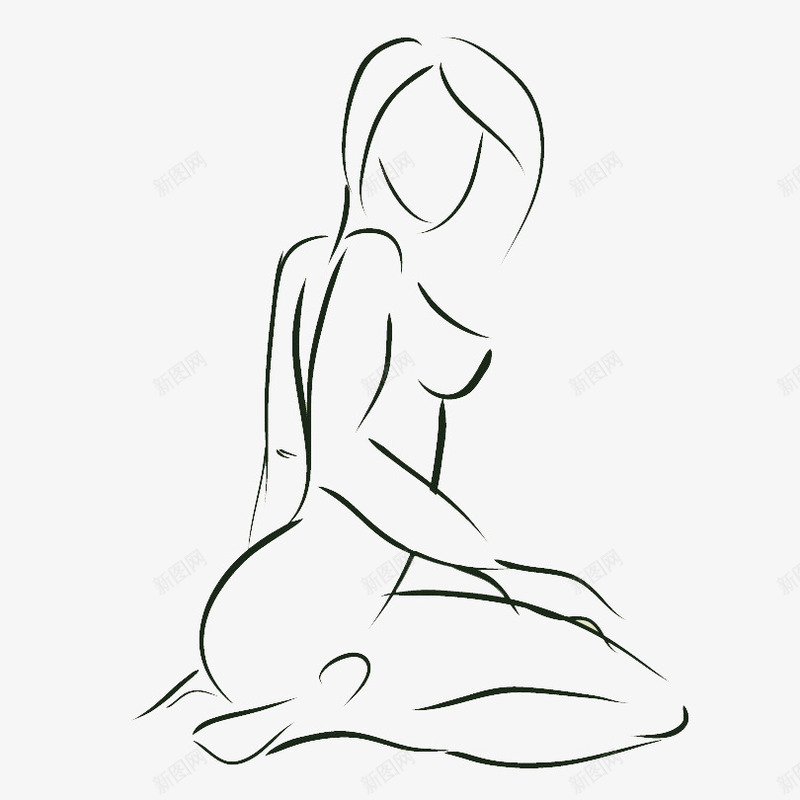 简约风格美女线条简笔画图标png_新图网 https://ixintu.com 侧面 简笔画 简笔画美女 简约风格 线条 美女 装饰图案