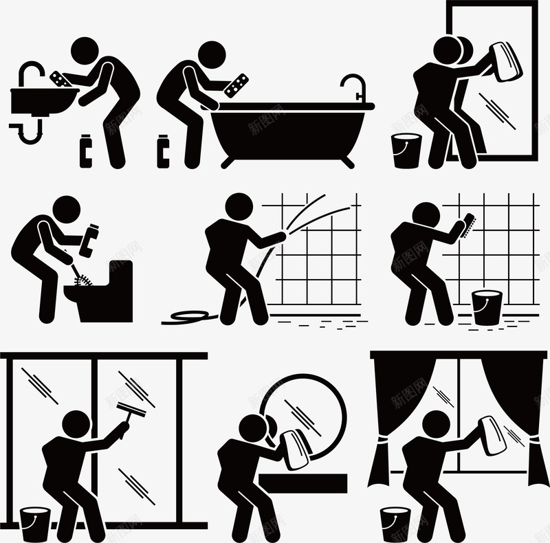简洁打扫卫生的人物png免抠素材_新图网 https://ixintu.com 打扫 打扫卫生 打扫房间 简洁 简约