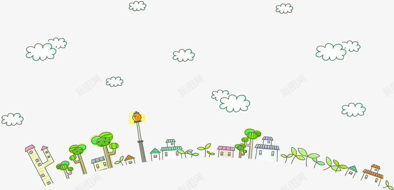 简笔城市背景元素png免抠素材_新图网 https://ixintu.com 元素 城市 简笔 背景