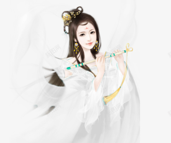 吹箫白衣古典美女png免抠素材_新图网 https://ixintu.com 古典 吹箫 吹箫美女 白衣 美女