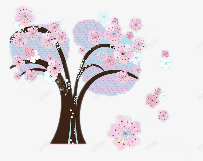 樱花树下png免抠素材_新图网 https://ixintu.com 卡通手绘 日本樱花 樱花盛开 水彩