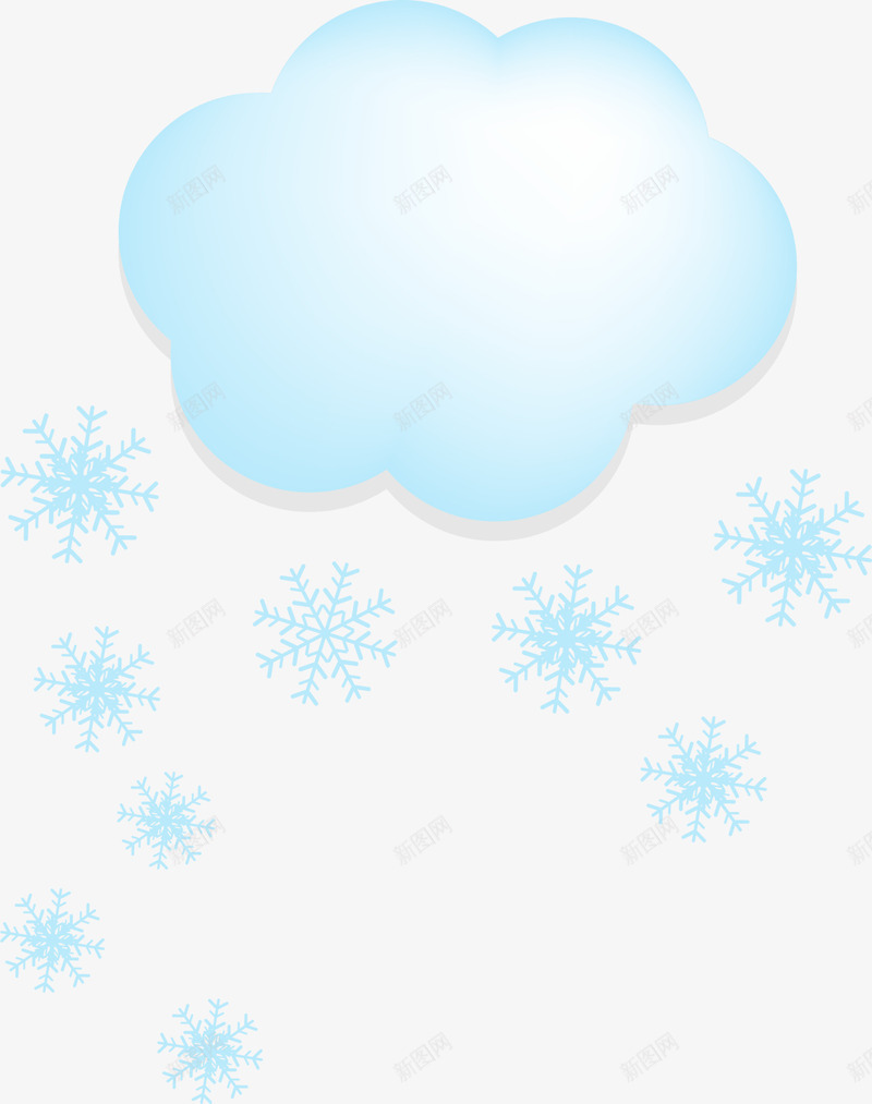 com 下雪天气 寒冷冬季 蓝色云朵 蓝色雪花 雪花飘飘 飘雪