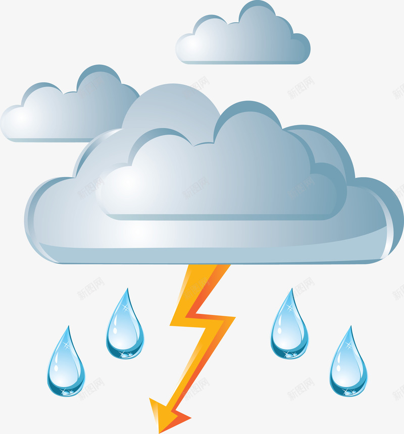 创意立体乌云雨点闪电图标png_新图网 https://ixintu.com 乌云 云 云朵 云朵天气 卡通云 多云 天气 天气图标 迷你云