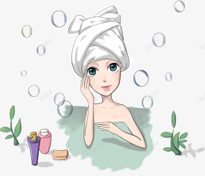 沐浴失量图png免抠素材_新图网 https://ixintu.com 沐浴 沐浴失量图 洗澡 美女 美女沐浴 美容美体