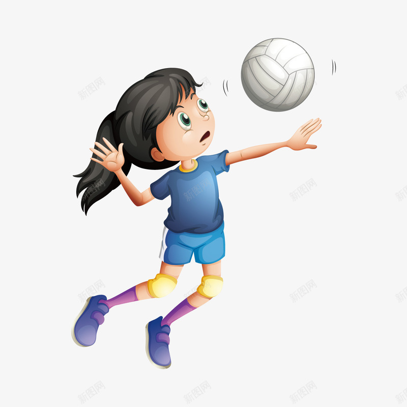 彩色排球卡通插画矢量图ai免抠素材_新图网 https://ixintu.com 光泽 发型 彩色 手绘 排球 渐变 纹理 线稿 运动 矢量图