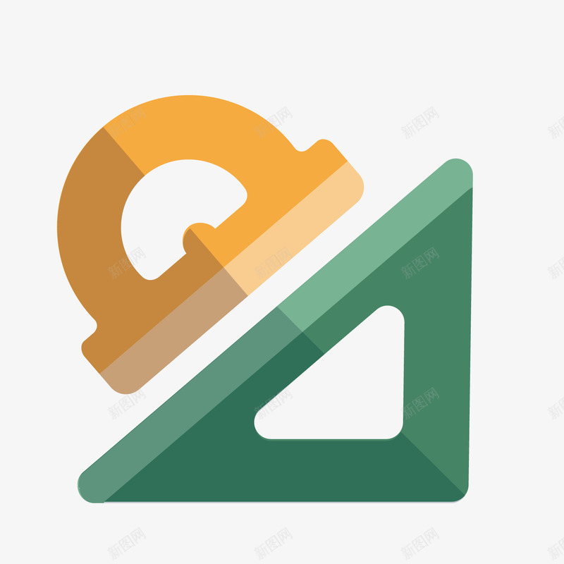 卡通文具尺子矢量图ai免抠素材_新图网 https://ixintu.com 三角形 尺子 文具 绿色 背景装饰 黄色 矢量图