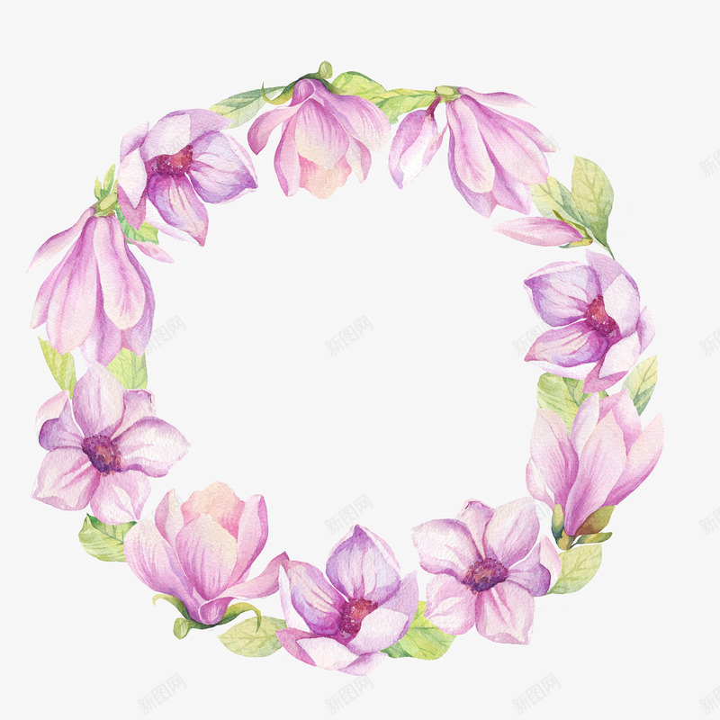 手绘紫色花朵花环png免抠素材_新图网 https://ixintu.com 手绘 手绘紫色花朵花环 紫色 紫色花环 花朵 花环