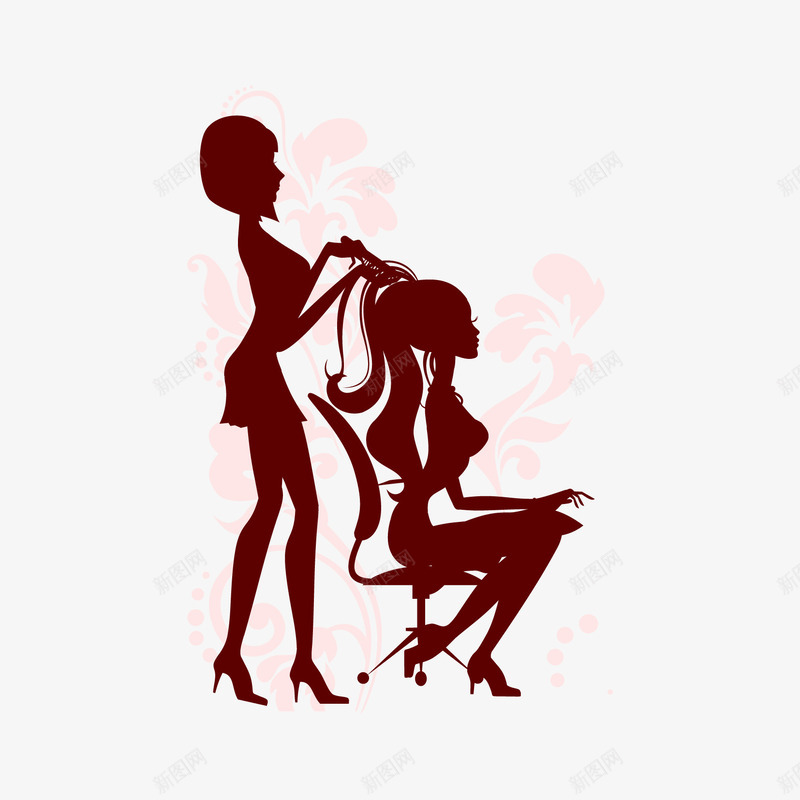 卡通美女剪影png免抠素材_新图网 https://ixintu.com 剪影 卡通 美女 美容 闺蜜
