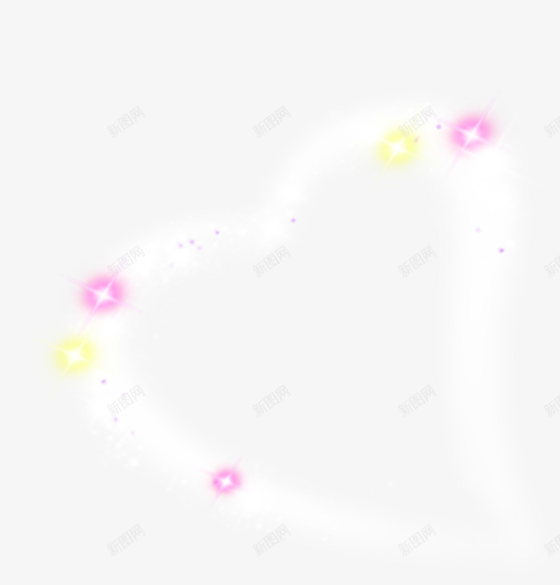 白色心形星光七夕png免抠素材_新图网 https://ixintu.com 七夕 心形 星光 白色