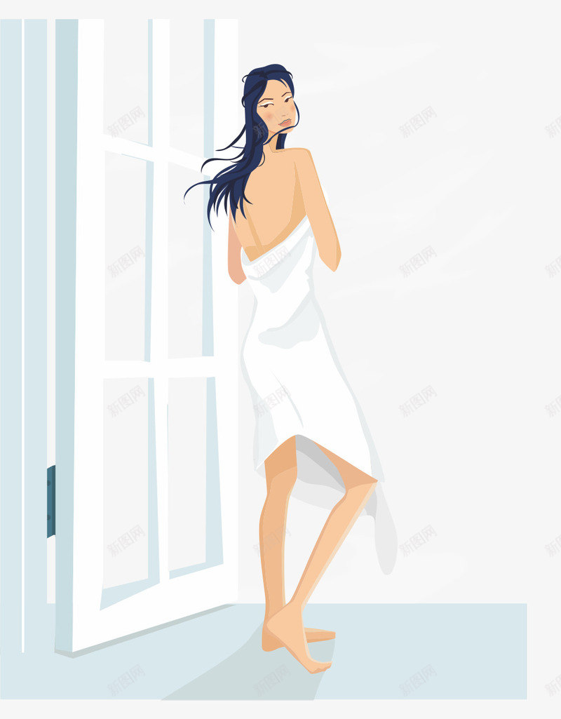 裹浴巾的美女png免抠素材_新图网 https://ixintu.com 人物 沐浴 浴巾 美女沐浴