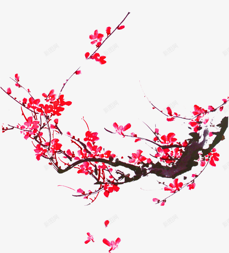 中秋节树枝红梅海报png免抠素材_新图网 https://ixintu.com 中秋节 树枝 海报 红梅