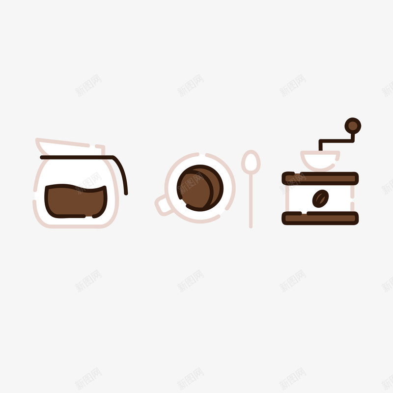 简洁线条咖啡器具矢量图ai免抠素材_新图网 https://ixintu.com 咖啡 咖啡勺 咖啡器具 咖啡壶 咖啡杯 手摇磨豆机 简洁 简约 线条 矢量图