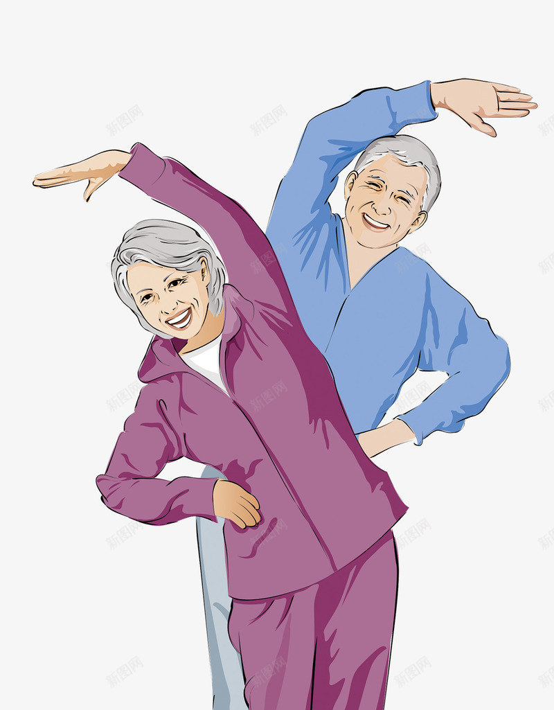 老人做运动psd免抠素材_新图网 https://ixintu.com 外国佬人PNG图片 手绘 老人 运动