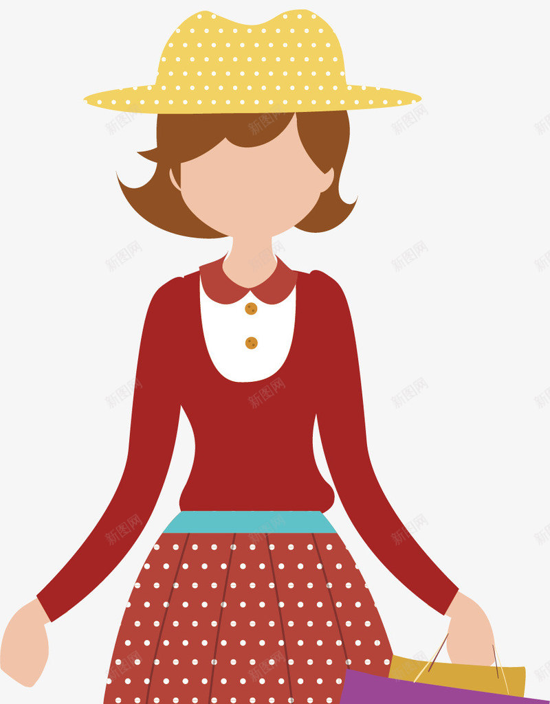 美女购物手绘小人矢量图ai免抠素材_新图网 https://ixintu.com 出行插画 卡通小人 商场 女士 帽子 购物场景 购物手绘小人 矢量图