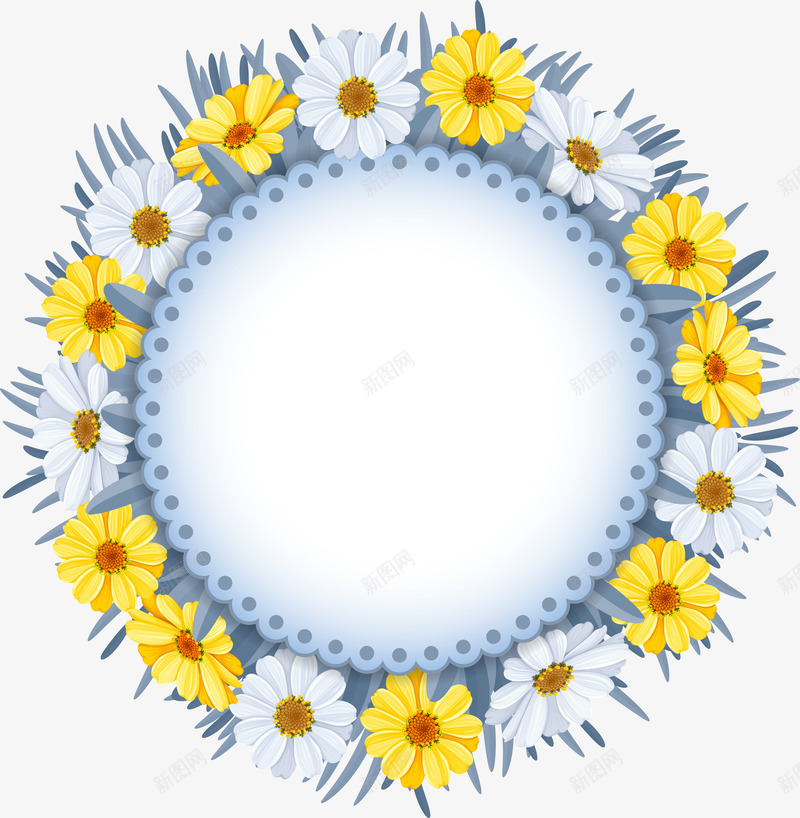 菊花花环矢量图eps免抠素材_新图网 https://ixintu.com PNG素材 矢量图 菊花 菊花图案 设计素材